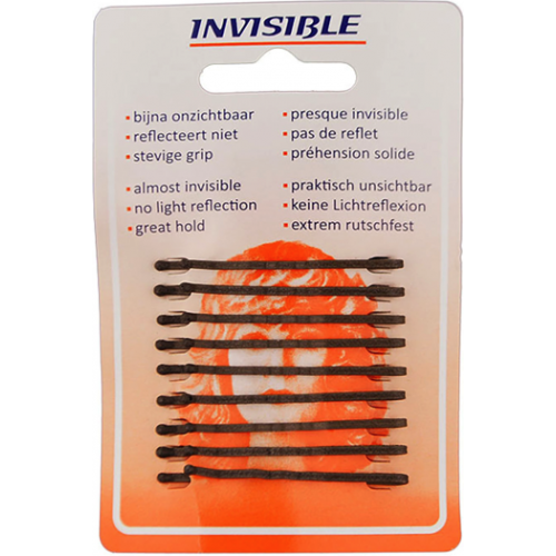 [CO036] Newey Hairclips - Invisible- Long Brun