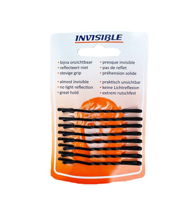 NEWEY HAIRCLIPS - INVISIBLE - LANG ZWART