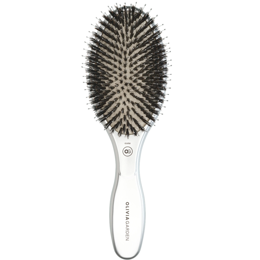[ID2032] Olivia Garden Expert Care Oval Boar&Nylon Bristles Silver