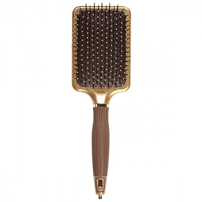 OLIVIA GARDEN EXPERT CARE RECTANGULAR Nylon Bristle Gold&Brown L 
