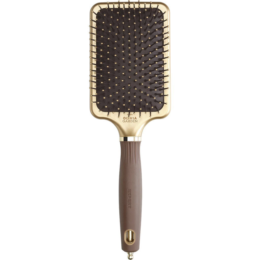 [ID2074] OLIVIA GARDEN EXPERT CARE RECTANGULAR Nylon Bristle Gold&Brown L