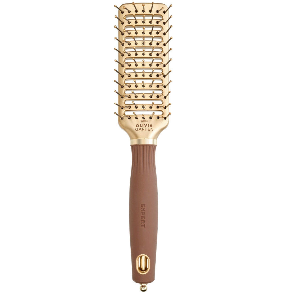 [ID2075] OLIVIA GARDEN EXPERT STYLE VENT Nylon Bristles Gold&Brown