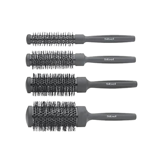 [P000490] SIBEL Thermische Borstels set Zwart 4st