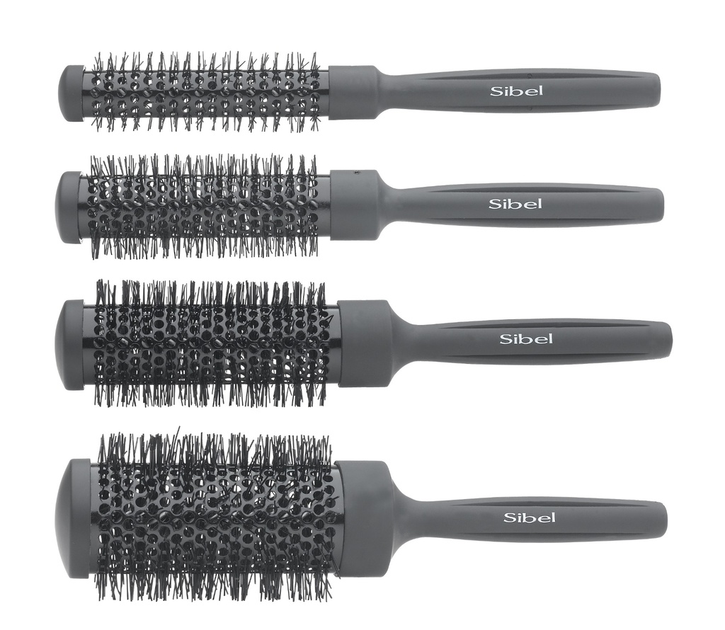 [P000490] SIBEL Thermische Borstels set Zwart 4st