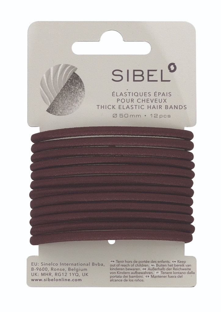 [S4441312] SIBEL Élastiques à cheveux Brun Épais 12 pcs