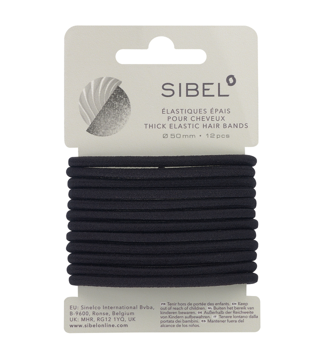 ELASTIC THICK HAIR BANDS BLACK 12PCS