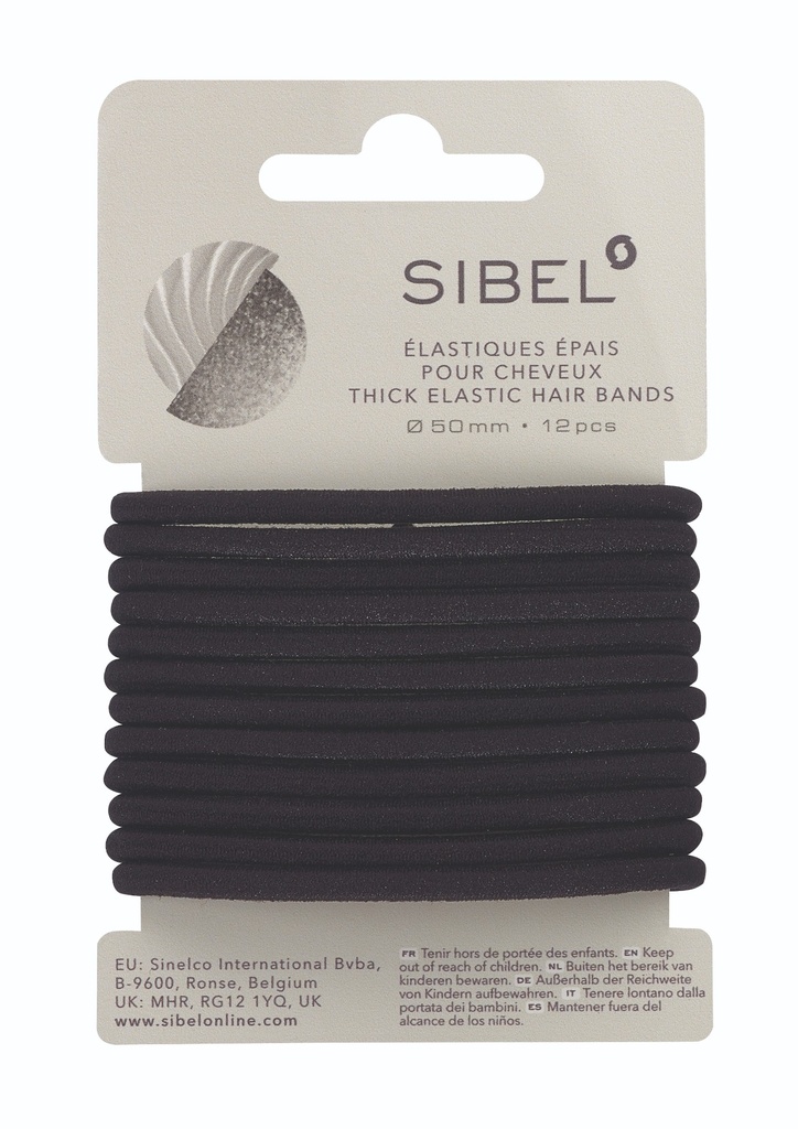 [SI4441412] SIBEL Élastiques à cheveux Noir Épais 12 pcs