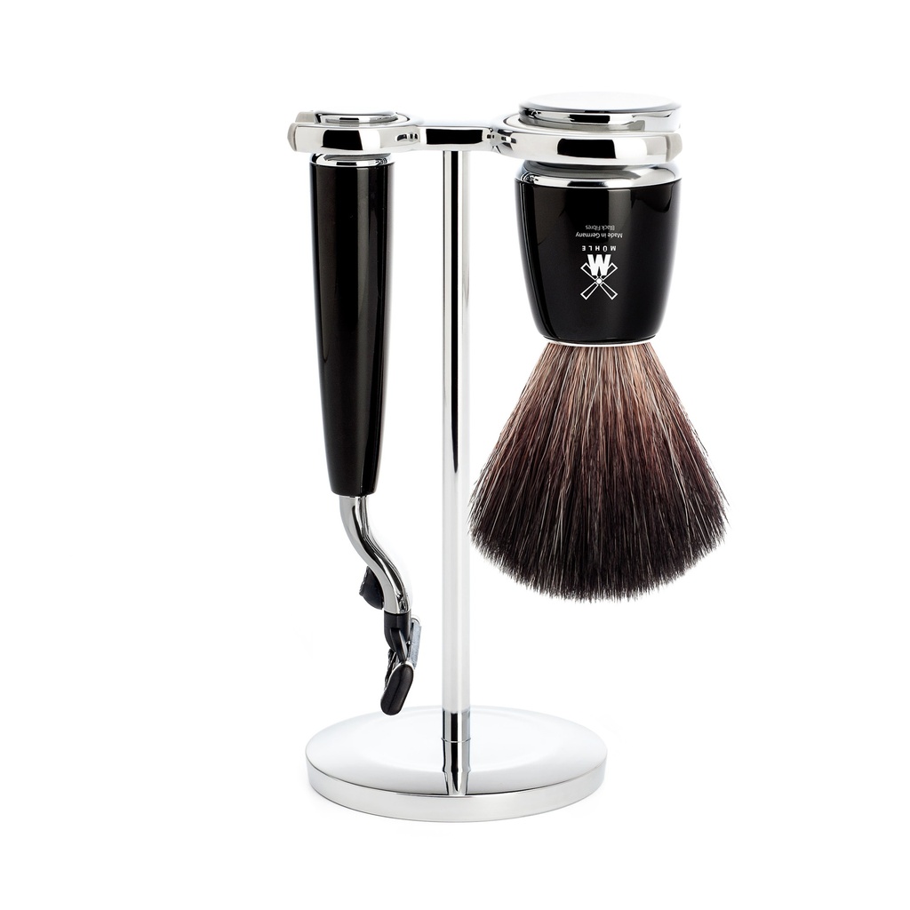 Mühle Scheerset Rytmo Black Fibre met Gillette® Mach3®