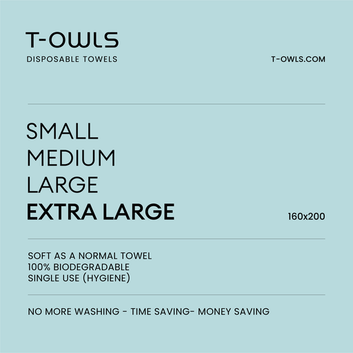 [160200125] T-OWLS Wegwerphanddoek Xlarge 160X200 10PCS (10 stuks)