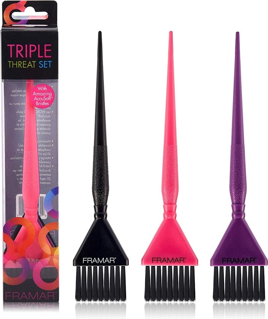[91012] Framar Triple Threat 3pcs. Set pink,     purple, black