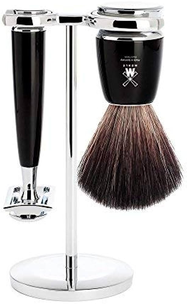 [S21M226SR] Muhle Shaving Set Black Fibre w Safety Razor, handle material made of high-grade resin black