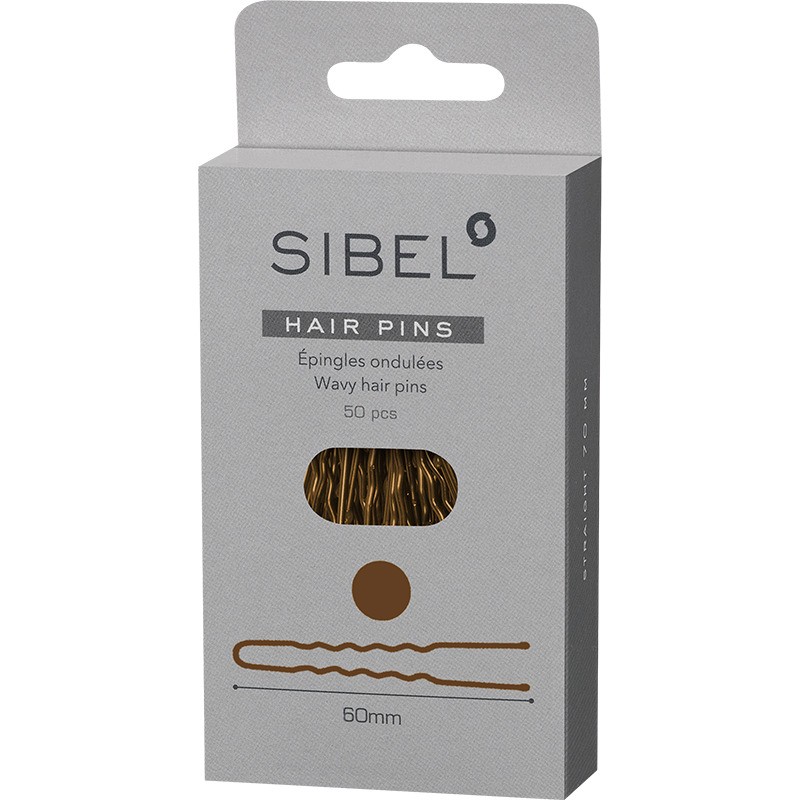 [P005455] SIBEL Classic Pins Metal Wavy Brown 60mm 50pcs