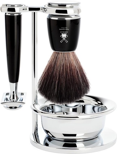 [S21M226SSR] Muhle Shaving Kit 4pcs Black Fibre